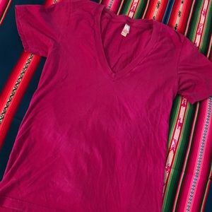 American Apparel Deep -V neck Magenta color